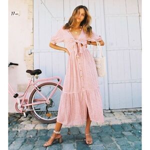 Faithfull The Brand Bow Tie Maple Midi Dress Size M / 6. NWOT